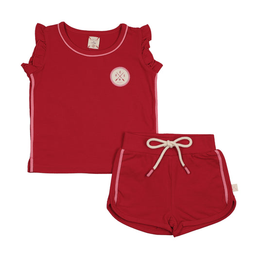 Lil Legs Boating Crew Girls Set- Red