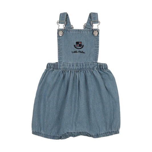 Lil Legs Denim City Girls Romper Mid Blue Wash