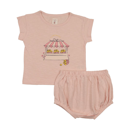 Lil Legs Lemon Toddler Girl Set- Cloud Pink