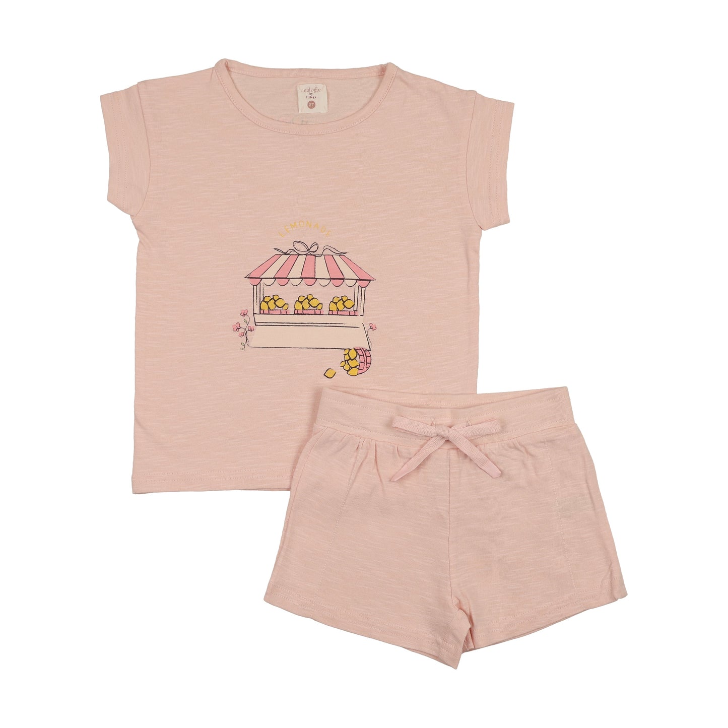 Lil Legs Lemon Toddler Girl Set- Cloud Pink