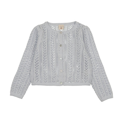 Lil Legs Girls Pointelle Cardigan -Clear Blue