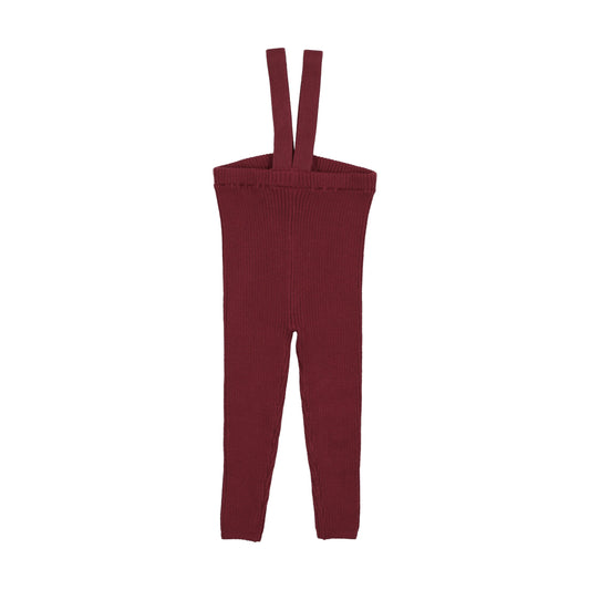 Lil Legs Knit Suspender Leggings-Deep Red