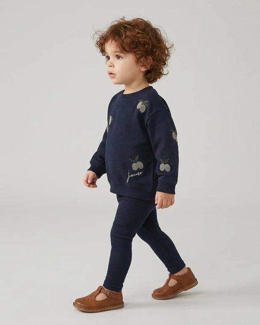 Lil Legs Olive Patch Sweatshirt Set - Navy