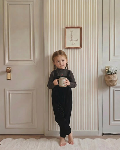 Lil Legs Cherry Mockneck Romper- Black
