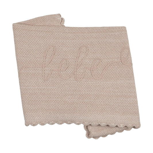 Peluche Scalloped Mélange Bebe Blanket - Taupe