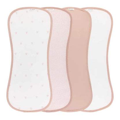 Ely's and Co 4 Pack Jersey Absorbant Burp Cloths - Gingham Bear -Pink