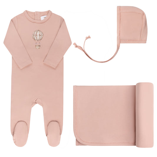 Pink Cotton French Terry Hot Air Balloon Take Me Home Set
