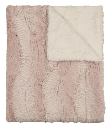 Peluche Lux Fur Blankets - Feather Rose and Natural