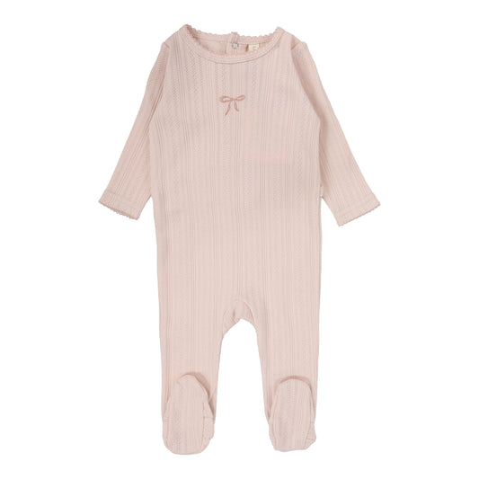 Lilette Pointelle Graphic Bow Footie-Soft Pink