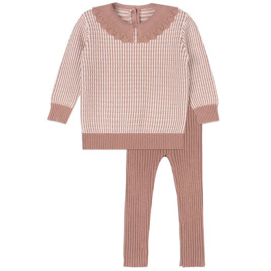 Pink Ivory Thin Stripe Toddler Set