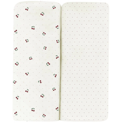 Aurora 2 Pack Cherry Print Crib Sheets- Red